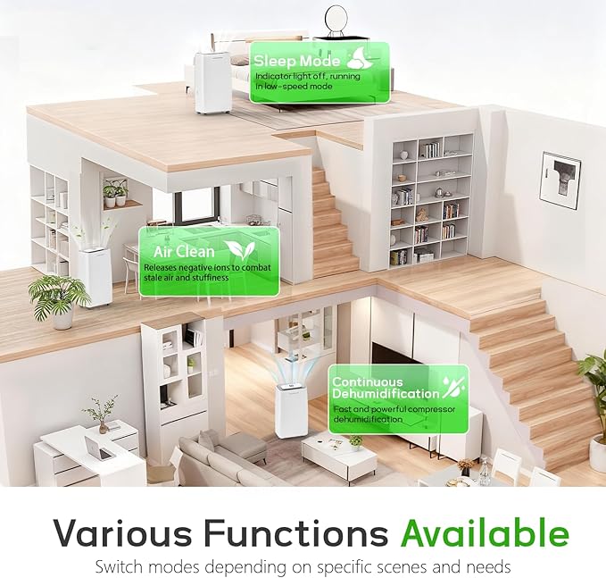 5500 Sq.Ft Dehumidifier for Basement with Drain Hose, Max 80 Pints/D (Standard 50Pint/D), Most Efficient Energy Saving 2026 Dehumidifier Features Air Purifier Combo, Ideal for Large Room, Home, Garage - Image 3
