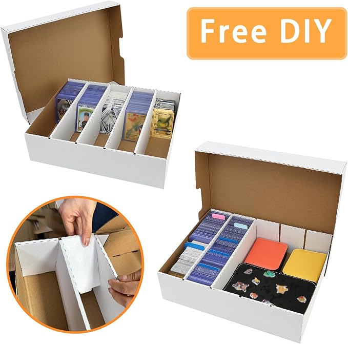 Sports Card Boxes 3900-16000 Count Cardboard Card Storage Box White Bulk Card Storage Baseball Card Boxes with 32 Dividers Sports Cards Storage Box - Image 3