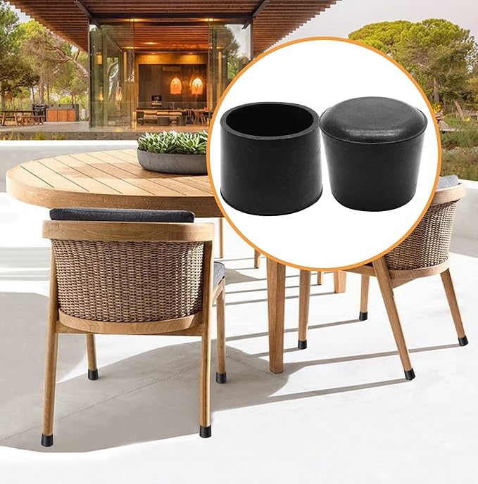 Piutouyar Round PVC Rubber Furniture Covers, 38mm / 1.5 Inches Table Chair Leg Tip Protectors, Non-Slip End Cap for Protect Surfaces, Black (16Pcs) - Image 7