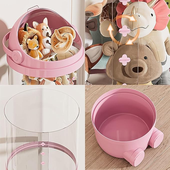 2025 New Cilindro Transparente Para Peluches with Lights, Stuffed Animal Storage Tube, Rotating Toy Storage Tower, Tall Stuffed Animal Storage Tower (Beige-without light, 38.2in) - Image 3