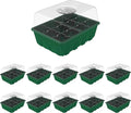 Gardzen 10-Set Garden Propagator Set, Clear Seed Tray Kits with 120-Cell, Seed Starter Trays with Dome and Green Base 6.6" x 4.5" (12-Cell Per Tray) by Gardzen