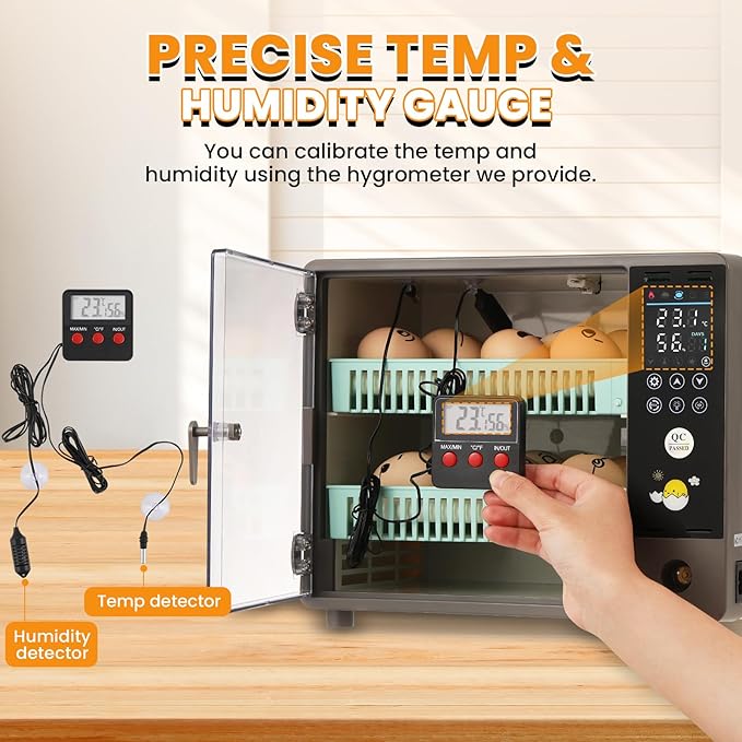 Incubators for Hatching Eggs, 24 Egg Incubator, Automatic Turning with Temperature & Humidity Control, Temp Display, for Chicken Duck Quail Goose Pigeon - Image 4