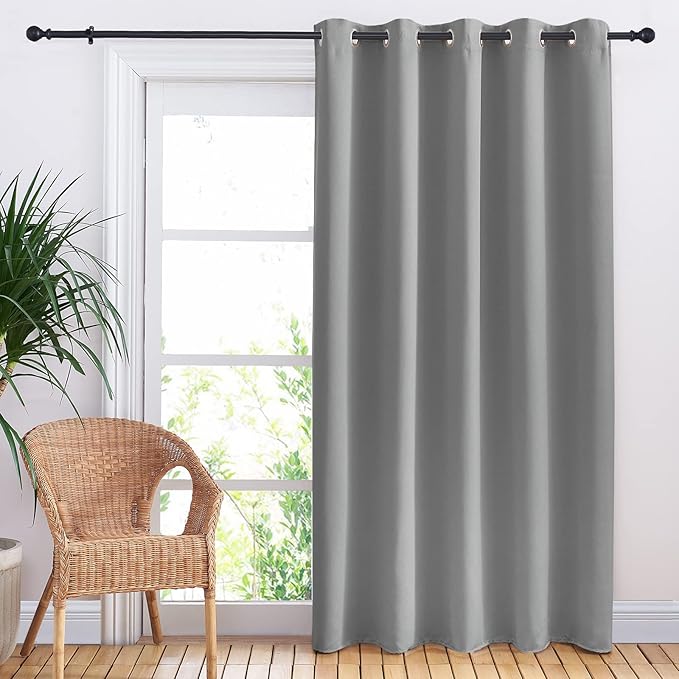 NICETOWN Sliding Door Curtains, Wide Thermal Blackout Patio Door Curtain Panel, Sliding Door Drapes/Draperies with Grommet Top (Silver Gray, W70 x L84) - Image 2