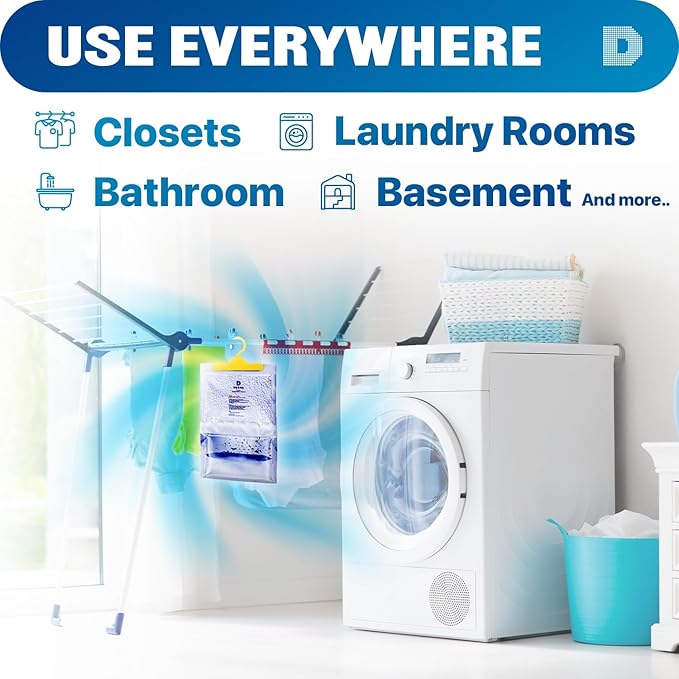Dry & Dry Premium Moisture Absorbers Dehumidifiers for Home, Basement, Bedroom, Small Dehumidifiers - Blue & White (Pack of 12) 14 ounce - Image 6