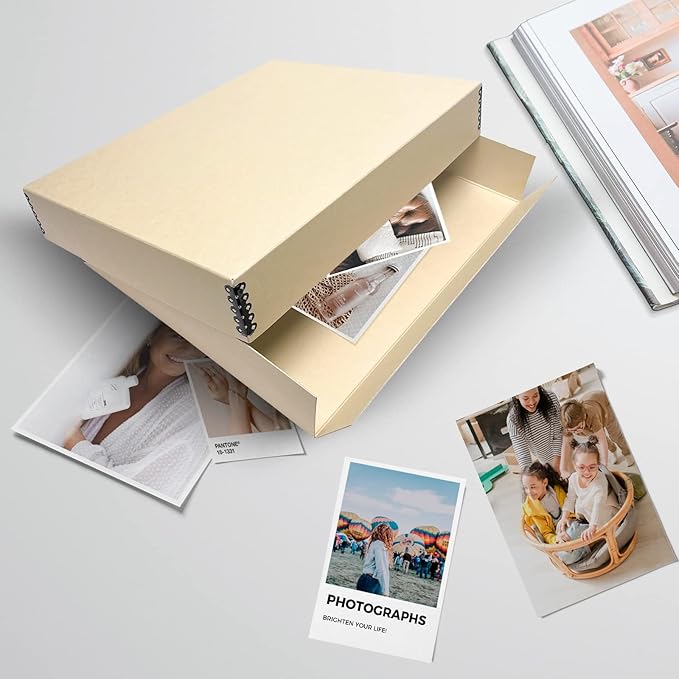 Lineco Museum Archival Storage Box, 14.75x18.75x3 in. Drop Front Design. Acid-Free with Metal Edge. Organize Photos, Pictures, Prints, Documents, Crafts, DIY. Tan, 1 Pack - Image 8