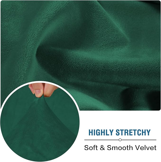 H.VERSAILTEX Velvet Stretch Couch Cushion Cover Plush Cushion Slipcover Cushion Furniture Protector Seat Cushion Sofa Cover (3 Piece XL Sofa Cushion Covers, Vintage Green) - Image 5
