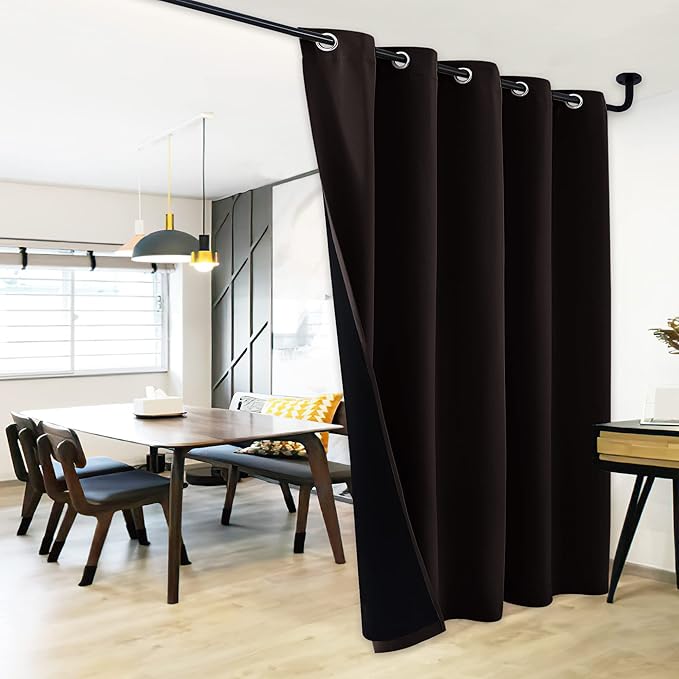 NICETOWN Extra Wide Patio Door Curtain, Super Heavy-Duty Thermal Sliding Glass Door Lined Drape, Privacy Assured 100% Blackout Window Treatment(Brown, 1 Panel, 70 inches W x 84 inches L) - Image 2