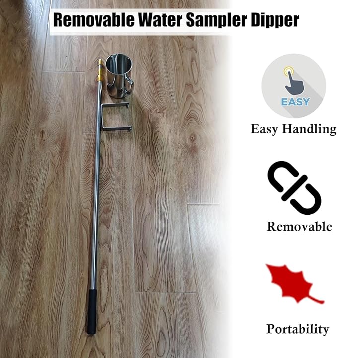 Telescopic Stainless Steel Wa-TER Sampling Pole, Water Sampler,Pendulum Beaker Sampler Ladle,Portable Mud Water Sampling Bucket,for Water Testing, Lab Sampling, Environmental Monitoring - Image 5