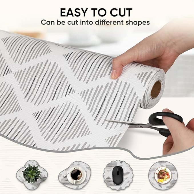 Shelf Liners Cabinet Liner Drawer Liner 12in X 13ft Non Adhesive Non-Slip Easy to Clean Waterproof Black Diamond Stripe Liner for Kitchen Cupboard, Desks, Pantry, Tool Box - Image 2