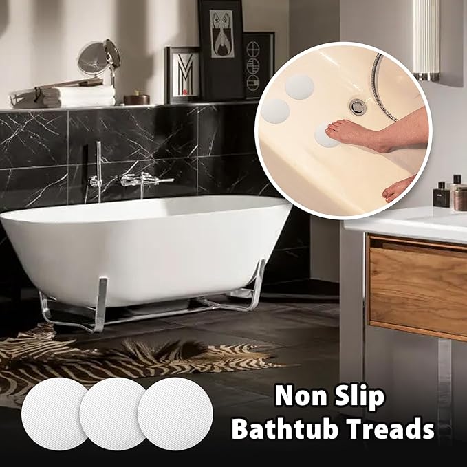 24 PCS Bathtub Non Slip Stickers White Adhesive Decals Round Shape Anti Slip Shower Stickers Bath Non Slip Stickers for Floor Bathroom Stairs Ladders with Scraper - Image 3