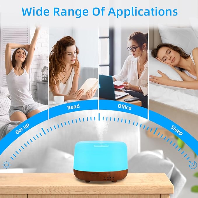 300ML Essential Oil Diffuser Aromatherapy Diffuser, Quiet 8 Hours Operation, 7-Color LED Light, 4 Timer, Remote Control, Auto-Off, Easy to Clean, for Bedroom, Living Room, Office, Home Gifts - Image 8