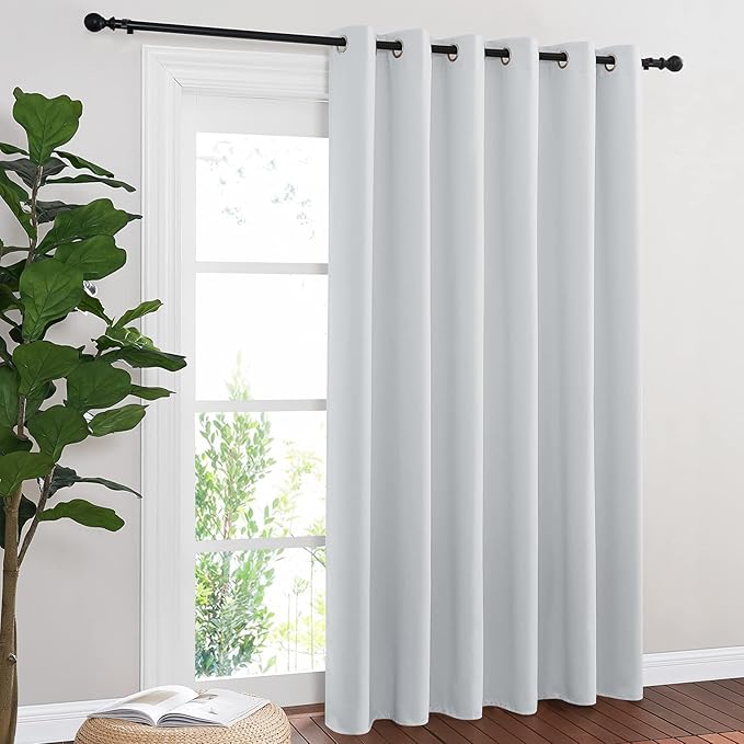 NICETOWN Patio Door Curtain Vertical Blinds, Reduce Sunlight Grommet Top Room Divider Curtain Panel Screen Partitions for Furniture Protecting (Greyish White, 80 inches Wide x 84 inches Long) by NICETOWN