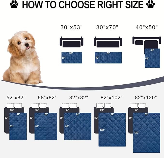 Smiry Reversible Waterproof Couch Covers for Sofa, Washable Dogs Pet Couch Covers for 3 Cushion Sofa Pet Friendly, Water Resistant Furniture Protector Slipcover, Geometric (30"x70", Navy/Blue) - Image 6