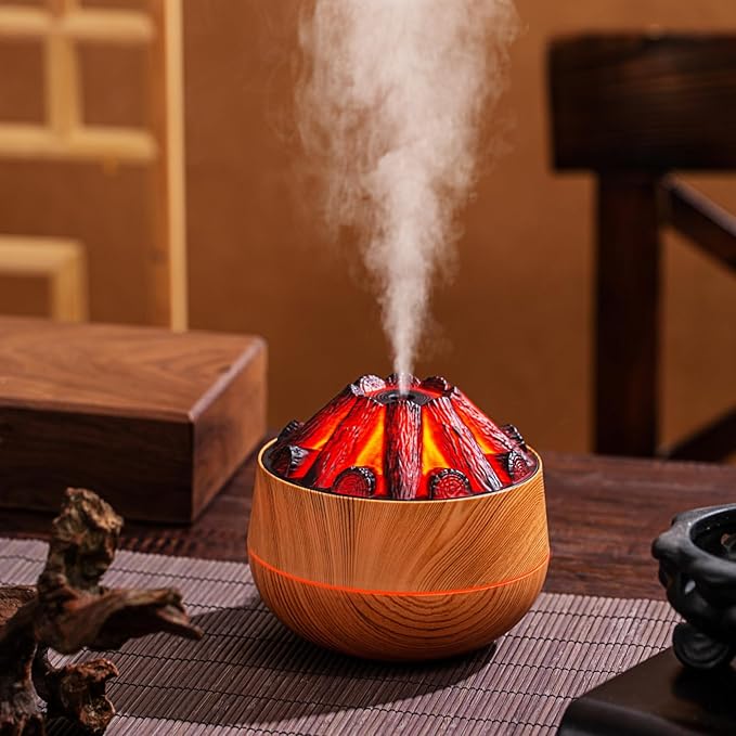 Portable Mini Humidifier, Colorful, Cool Mist, USB Powered Perfect for Desk Bedroom Indoor Plant Quiet Colorful Night Light (Lightwood) by MCOURASOY