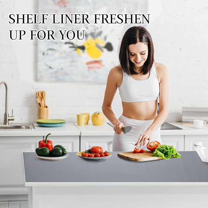 Beautysaid Shelf and Drawer Liner for Kitchen Cabinet, Non Adhesive Non Slip Shelf Paper Waterproof Washable Thickened for Dresser Pantry Shelve Bathroom Protector Liner(Gray,18 in x 10 FT) - Image 7