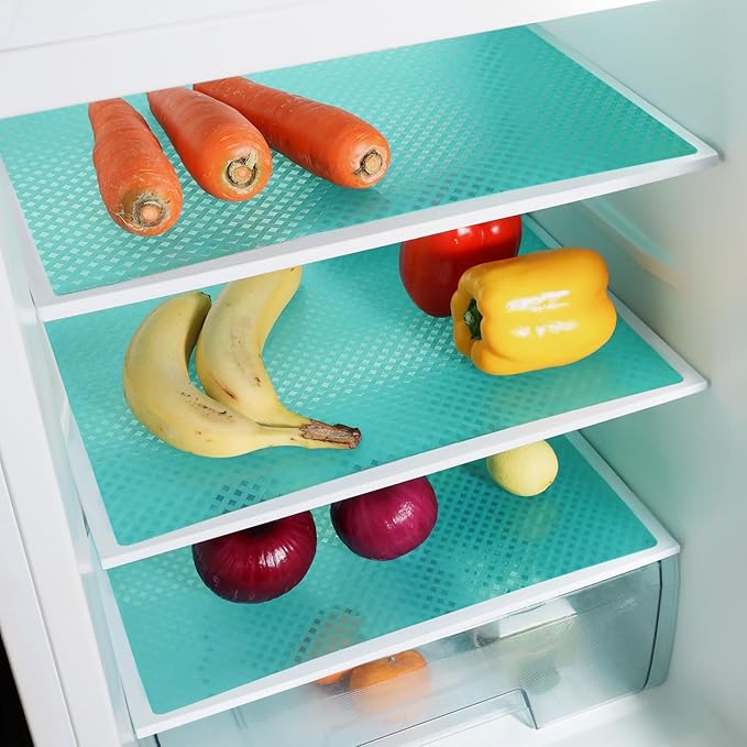 Blue Shelf Liners for Kitchen Cabinets Refrigerator Liners Waterproof & Oil-Proof Kitchen Cupboard Liner Drawer Mats EVA Material Non Adhesive Fridge Liner 11.8 x 236.2 Inches x 2 Rolls - Image 2