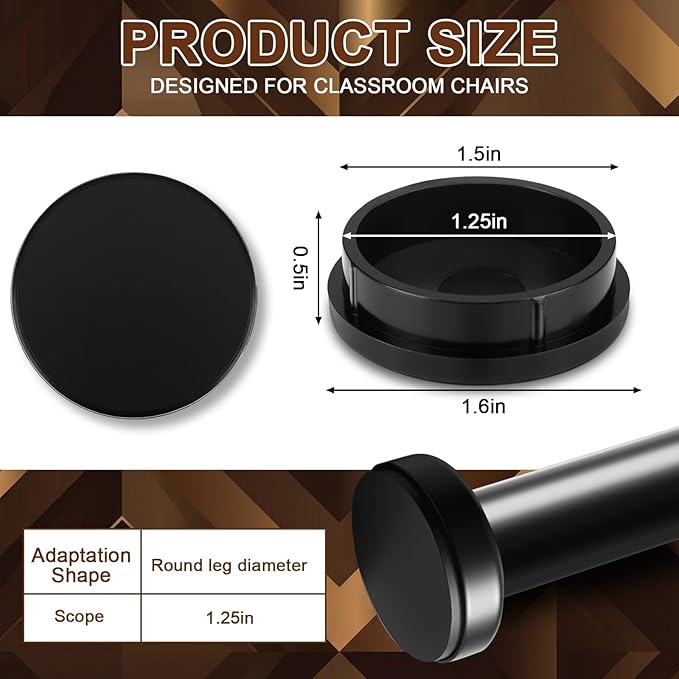 24 Pack 1-1/4" Wrought Iron Chair Leg Caps Heavy Duty Nylon Furniture Pads Round Chair Legs Feet Glides Floor Protectors for Outdoor Metal Chairs, Garden Patio Furniture, Table Feet - Image 3