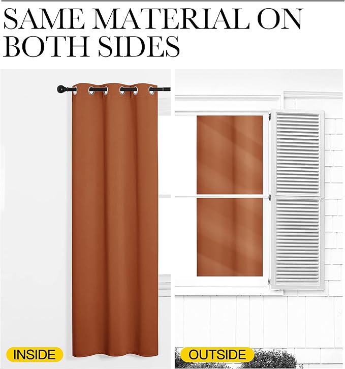 NICETOWN Bedroom Blackout Curtain Panel - (120 inches by 90 inch, Burnt Orange, 1 PC) Energy Saving Thermal Insulated Grommet Blackout Drapery for Patio, Room Divider Curtain - Image 5