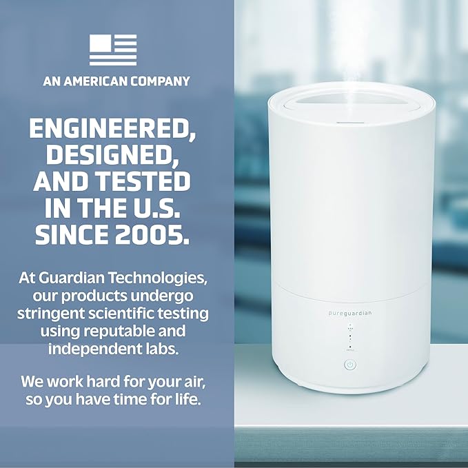 PureGuardian 30-Hour 0.80 Gal. Top Fill Cool Mist Ultrasonic Humidifier for Home with Aromatherapy Tray, Covers 320 Sq. Ft, White, H950AR (Pack of 2) - Image 6