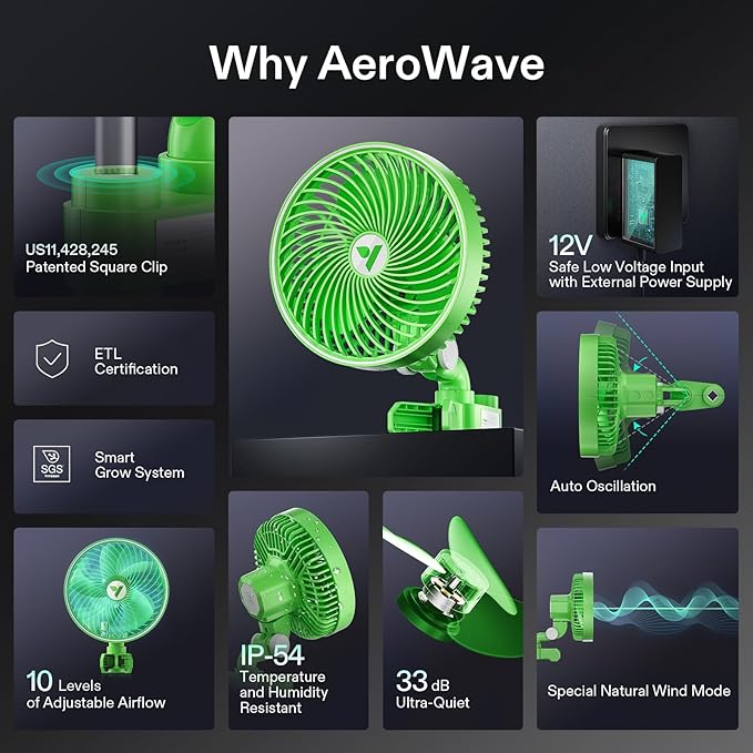 VIVOSUN AeroWave E6 Grow Tent Fan 6”, EC Motor, Smart Wifi Control, US Patented Auto Oscillating Clip fan, Weatherproof IP-54, Strong Airflow but Quiet for Hydroponic Ventilation Circulation, 1-Pack - Image 7