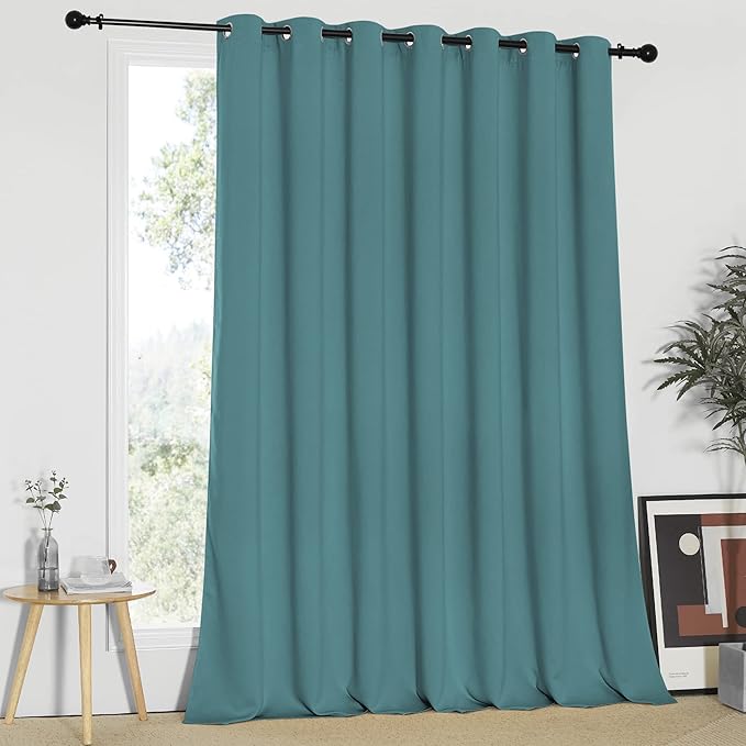 NICETOWN 95 inches Patio Door Curtains - Thermal Drapes Sliding Door Blinds for Hotel and Office, Blackout Shade for Curtain Rods (Sea Teal, W100 inches) by NICETOWN