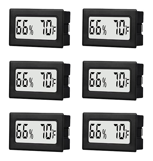 6 Pack Mini Small Digital Hygrometer Thermometer Indoor Temperature and Humidity Meter Gauge with Temp Humidity Sensor Monitor Fahrenheit (℉) for Jars,Home,Room by TASOGEN