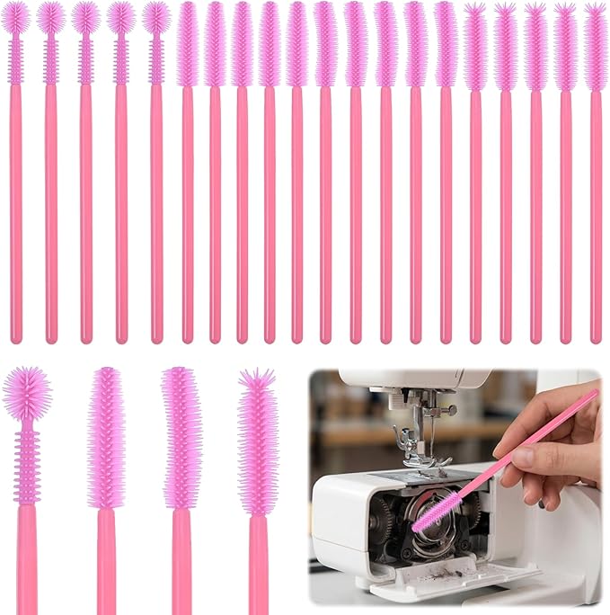 40Pcs Sewing Machine Cleaning Kit, Silicone Small Brushes for Cleaning Small Parts Mini Scrub Brush for Tight Spaces, Ideal for Sewing Machine & Humidifier Crevice Reusable Nook & Cranny Brushes, Pink by Unknown