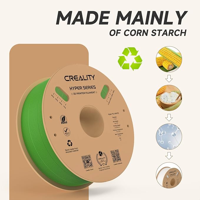Official Creality Hyper PLA Filament 1.75mm, High Speed PLA 30-600mm/s Rapid 3D Printer Filament, Dimensional Accuracy +/-0.02mm, Fit Most FDM 3D Printers，1KG(2.2lbs) Spool Green - Image 5