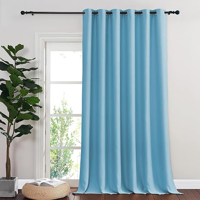 NICETOWN Room Divider Curtain 132 Inches Long, Wide Blackout Sliding Door Curtain for Bedroom, Room Darkening Privacy Window Curtain for Patio Door (1 Panel Set, Teal Blue, 80 x 132 Inch) by NICETOWN