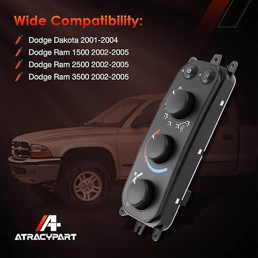 599-212 HVAC Control Module A/C Heater Climate Panel Switch Compatible with Dodge Ram 1500 2500 3500 2002-2005 & Dakota 2001-2004, Replaces# 55055905AA 55055905AD 55056246AA - Image 2