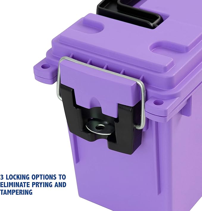 Sheffield 12632 Ammo Storage Box, Stackable .30 Cal Field Boxes, Water and Dust Resistant, Lockable Storage Box with Handle, Secures Hunting Gear, Supplies, and Bullets, Made in USA, Purple, 1-Pack - Image 5