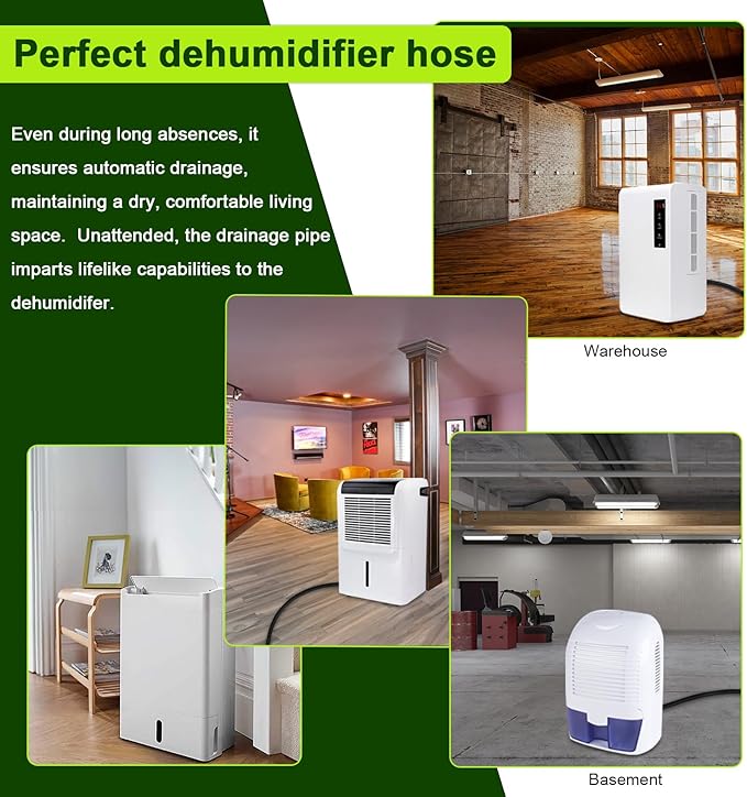 12FT Dehumidifier Drain Hose with 3/4 Inch FHT Connector, Featuring Rust-Resistant Brass Fittings for Leak-Proof Connection, Perfectly Compatible with Most Dehumidifier Brands(7 Length Options) - Image 5
