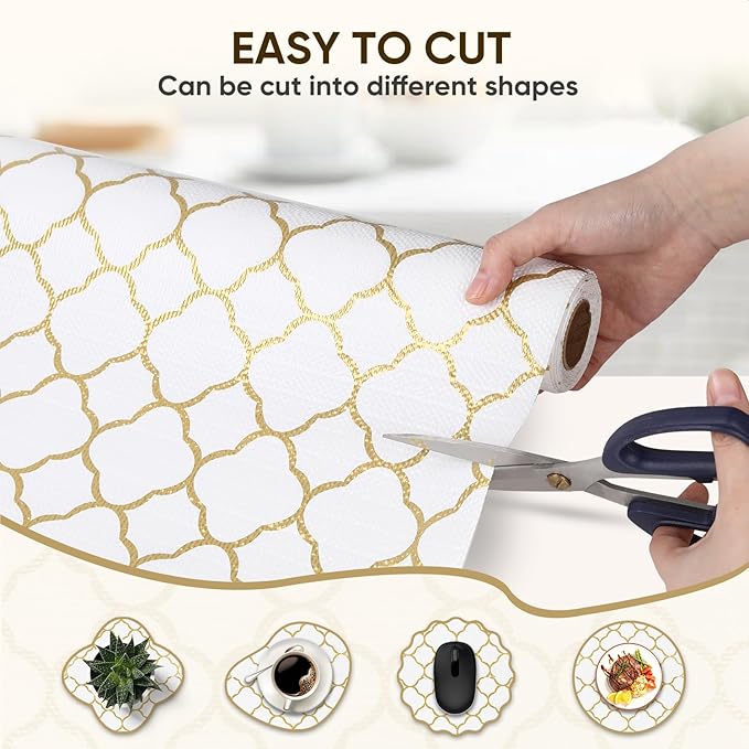 Shelf Liners Cabinet Liner Drawer Liner 12in X 6.5ft Gold Non Adhesive Strong Grip Non Slip Easy to Clean Waterproof and Washable Liner for Kitchen Cupboard, Desks, Pantry, Tool Box - Image 2