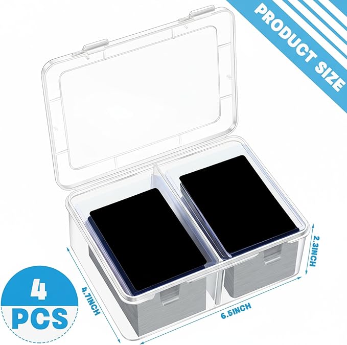 Vicenpal 300 Card Storage Box Compatible with Mtg TCG Clear Plastic Trading Card Storage Box with Removable Divider Hard Trading Deck Case for Baseball Football Game Organizer Collector(4 Pcs) - Image 2