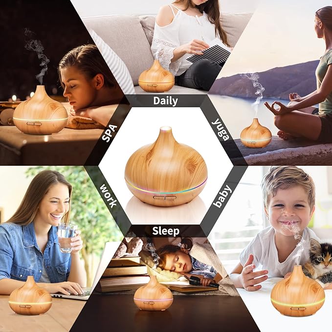 Aroma Diffuser for Essential Oil Large Room,Office Essential Oil Diffusers for Home Kids, Cool Mist humidifier for Bedroom Quiet with Ambient Light,Waterless Auto Off Aromatherapy, 1 count, pack of 1 - Image 9