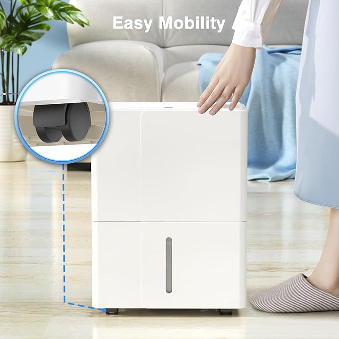 3,000 Sq.Ft. Dehumidifier for Home Bedrooms,1.2Gal Water Tank With Smart Control,Timing Device For Medium Size Rooms,35 Pints (White) - Image 2