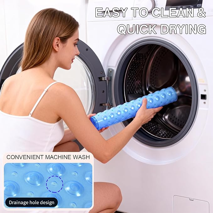 Anti-Slip Bathtub Shower mat, 20.8×20.8（Approximately 53×53cm） inch Soft Oversized Machine Washable Non-Slip Bathtub mat with Drainage Holes, Bathroom Floor Suction Cup.（1-Clear Blue） - Image 4