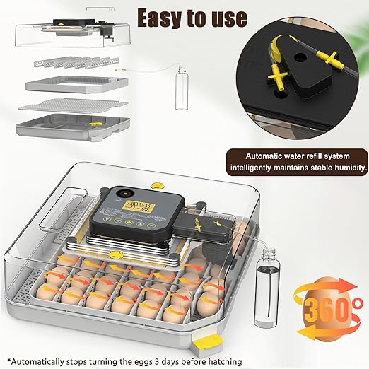 Incubators for Hatching Eggs, 48 Egg Incubator with Humidity & Temp Control and Auto Turner, Incubadora De Huevos De Gallina, Egg Candler, Smart Incubator for Chicken Eggs, Ducks, Goose, Quail - Image 4