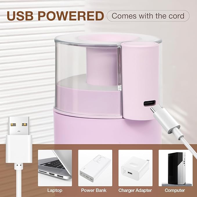 Portable Mini Humidifier, 180ml USB Cool Mist Small Humidifiers for Bedroom, Personal Desktop Humidification for Car Office Travel & Indoor Plants(Pink) - Image 5