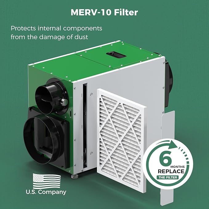 Whole House Dehumidifier 90 Pint with Fresh Air Function, Crawl Space Dehumidifier with Drain Hose Up to 2300 sq. ft. for Grow Tent, Whole House, Commercial, Basement, Water Damage - Image 8