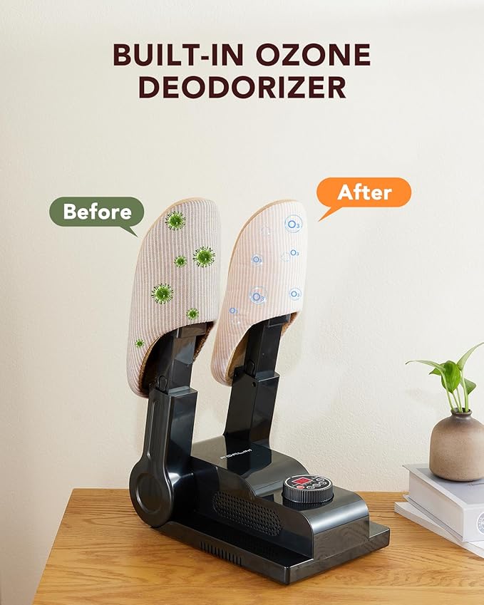 FORLIM [Upgraded Temperature Control] Boot Dryer for Work Boots - Shoe Dryer with 24-Hour Delay Timer, Portable Glove Dryer & Boot Warmer, Automatic Shut-Off Timer, Folding Design, Smart Panel, Black - Image 6
