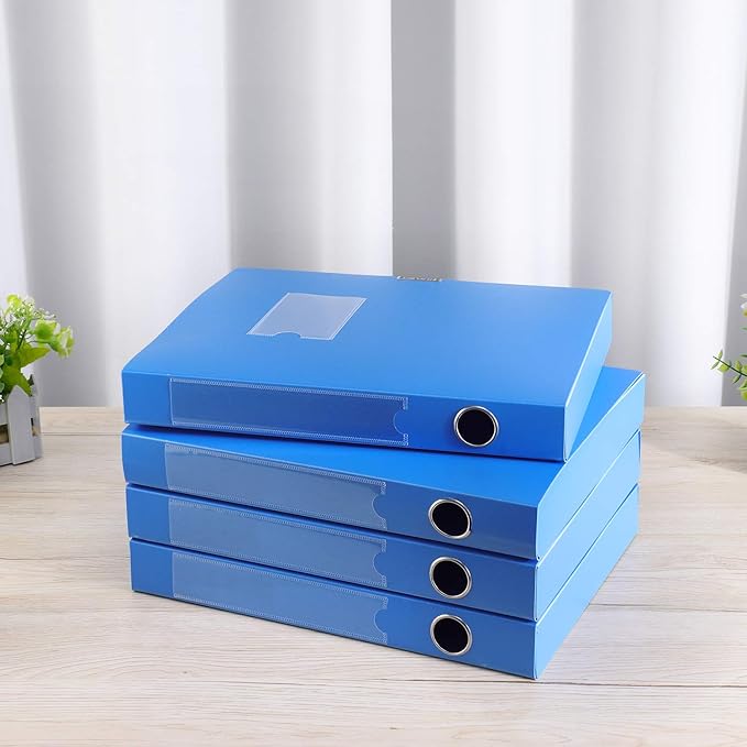A4 Storage File Boxes Plastic Archives Cases with Lid, File Folder Organizer Document Filing Box for Office, Letter Size Paper,31×4×24 cm, Blue(Pack of 4) - Image 6