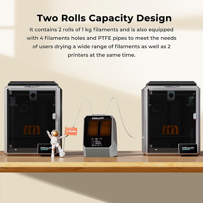 Creality Filament Dryer Box,Dual-Spool Creality Space Pi Filament Dryer Plus with 360° Fast Heating & PTC Heater,4" Touch Screen,Compatible PLA,Silk PLA,ABS,PETG,TPU,Nylon,ASA,PC,PA & More - Image 2