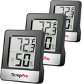 TempPro TP49 3 Pieces Digital Hygrometer Indoor Thermometer Humidity Meter Mini Hygrometer Thermometer with Temperature and Humidity Monitor Room, Black (Previously ThermoPro) by ThermoPro