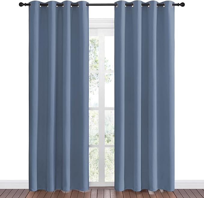 NICETOWN Stone Blue Room Darkening Curtain Panels 86" Length for Bedroom Living Room, Thermal Insulated Blackout Draperies for Home Decoration, Total Privacy (55" Width, 2 Pieces) - Image 2