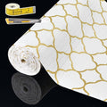 Shelf Liners for Kitchen Cabinets 17in x 20FT Non Adhesive Drawer Liner Gold Quatrefoil Thickened Shelf Liner Paper Strong Non-Slip Easy to Clean for Tool Box Refrigerator with Knife and Tape Measure by Adwann