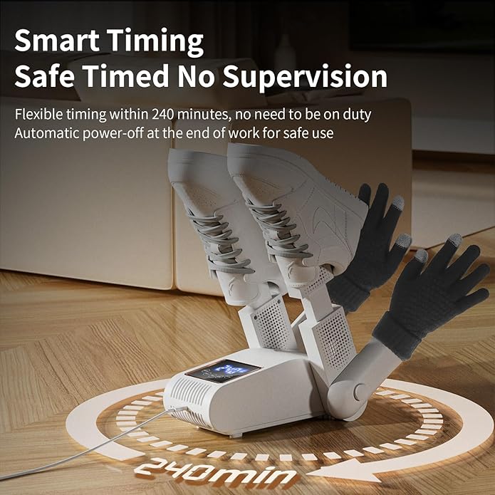 Boot Dryer for Work Boots, Shoe Dryer with Heat Blower, Glove Dryer & Boot Warmer - UV dual light source purification - intelligent timer - white - Image 6