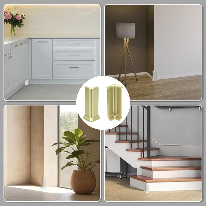 uxcell Self Adhesive Baseboard Corner Blocks, 4.07 Inch Wall Edge Corner Protector 3 Inside + 3 Outside Corners-Connector for Wall Floor Furniture Edge(Champagne) - Image 7