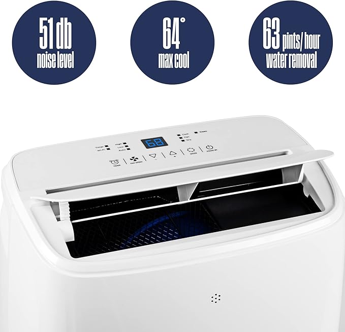 Westinghouse 10,000 BTU Air Conditioner Portable For Rooms Up To 450 Square Feet, Portable AC with Home Dehumidifier, Smart App, 3-Speed Fan, Programmable Timer, Remote Control, Window Kit, White - Image 9