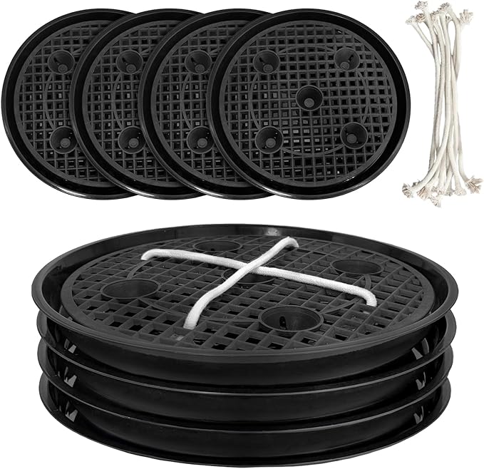 4 Pcs 14'' Self-Watering Pot Base, Auto-Irrigation System Plant Saucer Stand for 5 Gallon Fabric Pot, Auto Watering Plant Water Tray Self Watering System for Indoor Greenhouse Grow Tent Garden by Pesilo